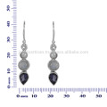 Belle pendentifs Iolite Rainbow Moonstone Pearl Gemstone et 925 Silver Dangle Drop Earrings